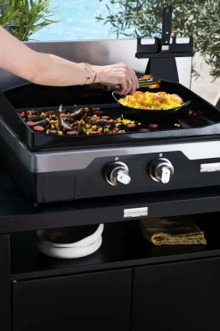 Cuisines D'Extérieur>Camif LE MARQUIER Meuble Cuisson avec Tablette pour Cuisine d'Extérieur 80 x 55 cm en Acier - Noir