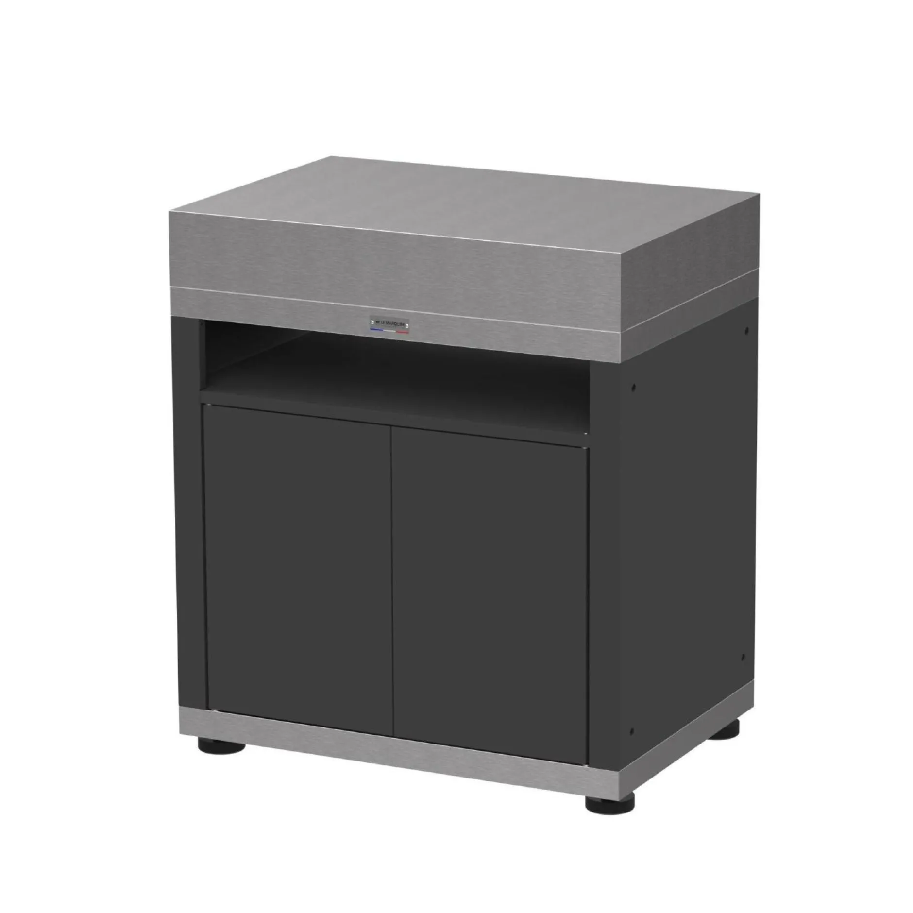 Cuisines D'Extérieur>Camif LE MARQUIER Meuble Tablette pour Cuisine d'Extérieur 80 x 55 cm en Acier Noir - Acier Noir/Inox