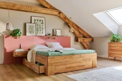 Lits Avec Rangement|Lits Avec Rangement>Camif Lit avec rangements en options chêne massif Charly - 180 x 200 cm