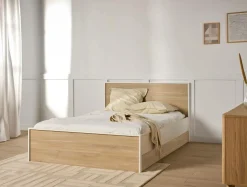 Lits Avec Rangement|Lits Avec Rangement>Camif Lit avec tiroir de rangement en option décor bois Palerme - 140 x 190/200 cm