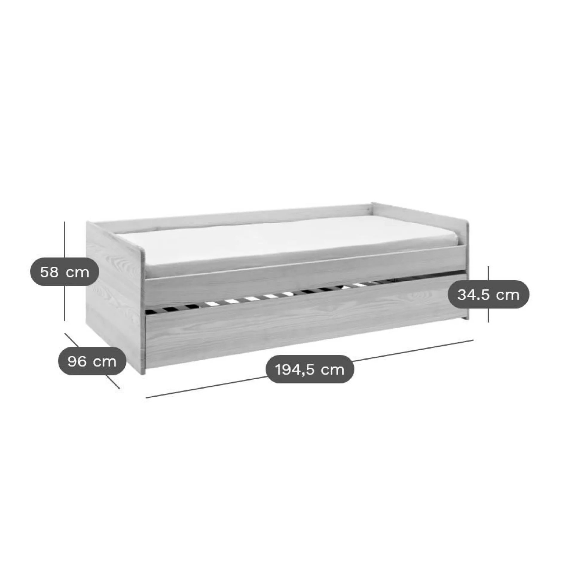 Chambres Enfant|Chambres Enfant>Camif Lit banquette gigogne Sandro - Bois