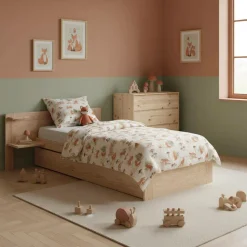 Chambres Enfant|Chambres Enfant>Camif Lit bois massif avec tiroir de rangement en option Etienne - Brut