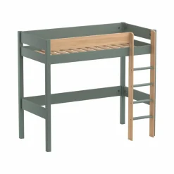 Lits Mezzanine|Chambres Enfant>Camif Lit mezzanine Sylvio - Kaki/Bois