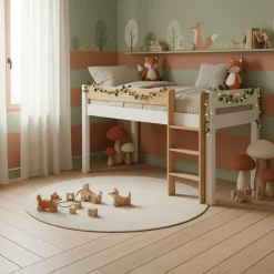 Chambres Enfant|Chambres Enfant>Camif Lit mi-hauteur Sylvio - Blanc/Bois