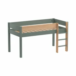 Chambres Enfant|Chambres Enfant>Camif Lit mi-hauteur Sylvio - Kaki/Bois