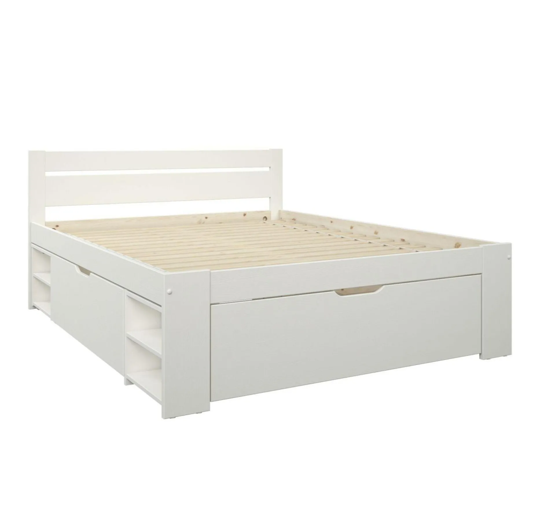 Lits Avec Rangement|Lits Avec Rangement>Camif Lit rangement bois massif Tara - - 160 x 200 cm Blanc