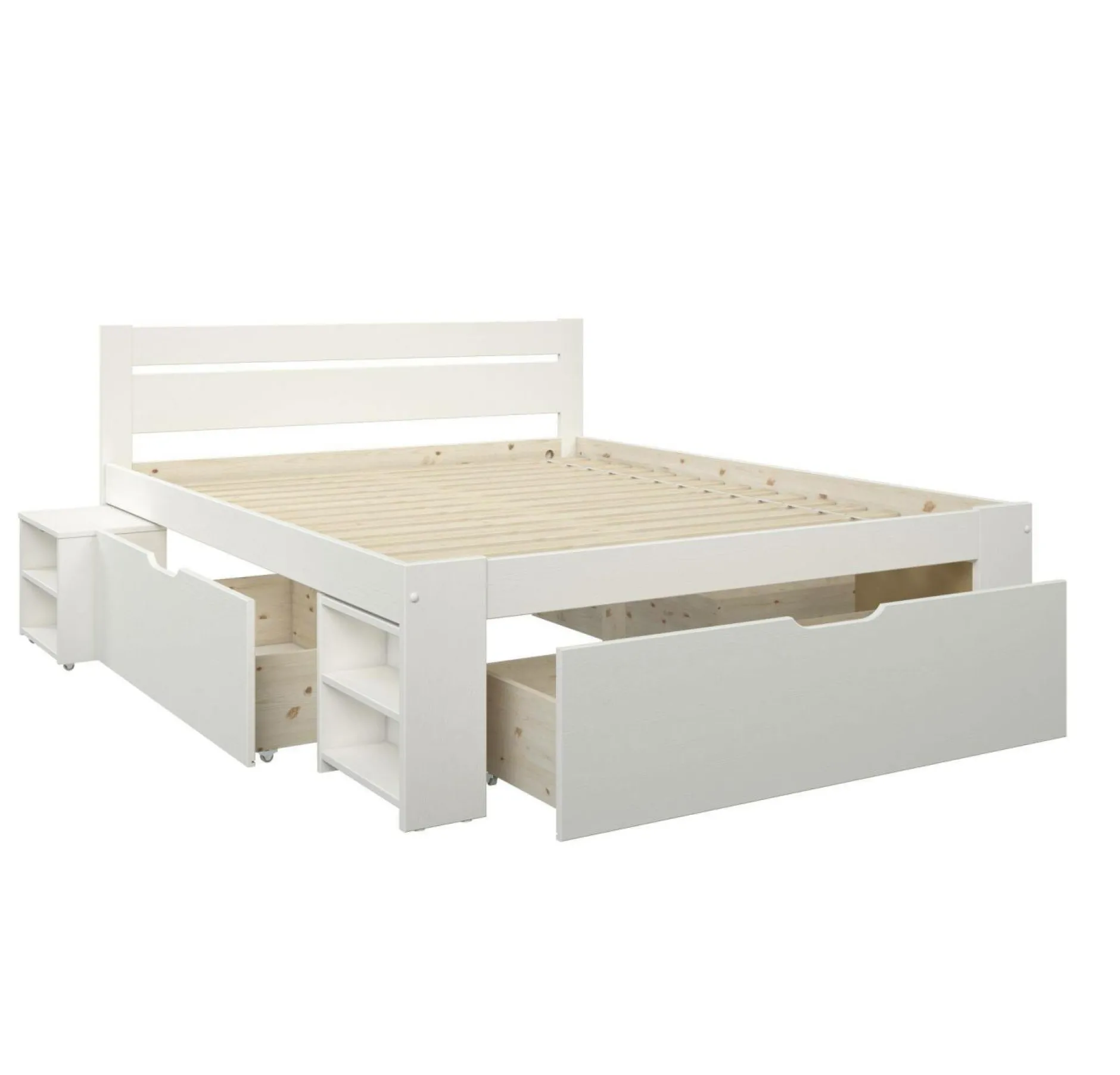Lits Avec Rangement|Lits Avec Rangement>Camif Lit rangement bois massif Tara - - 160 x 200 cm Blanc