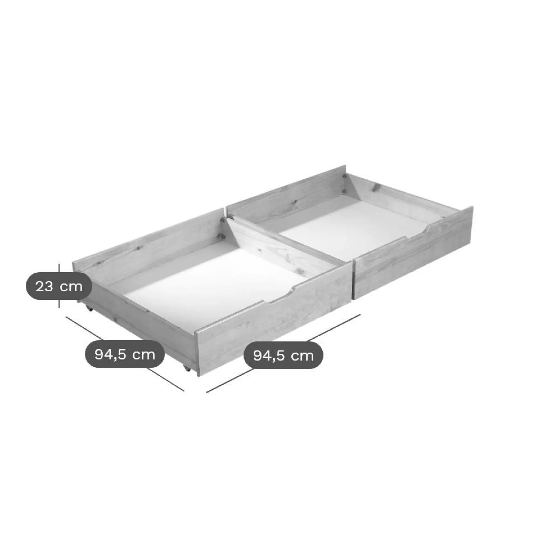 Chambres Enfant|Chambres Enfant>Camif Lits superposés séparables Iris + lot de 2 tiroirs - Blanc