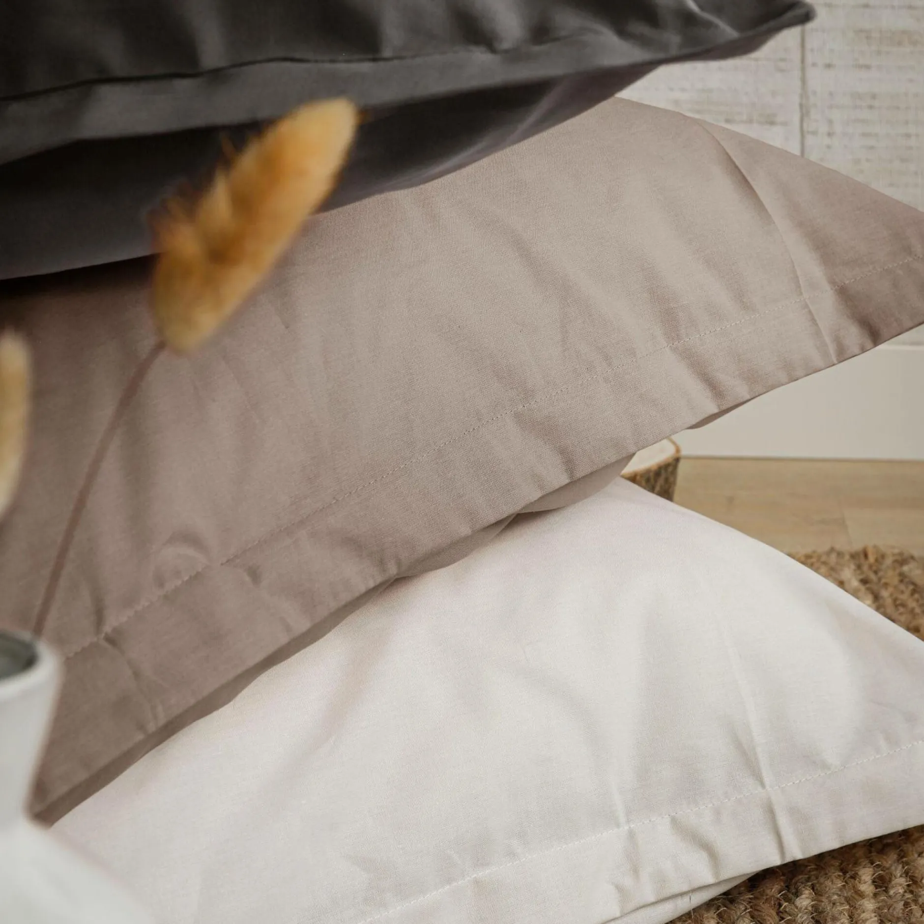 Draps Housse>Camif Lot de 2 draps housses bonnet 33 cm coton bio Fil & Sens - - 140 x 200 cm Taupe