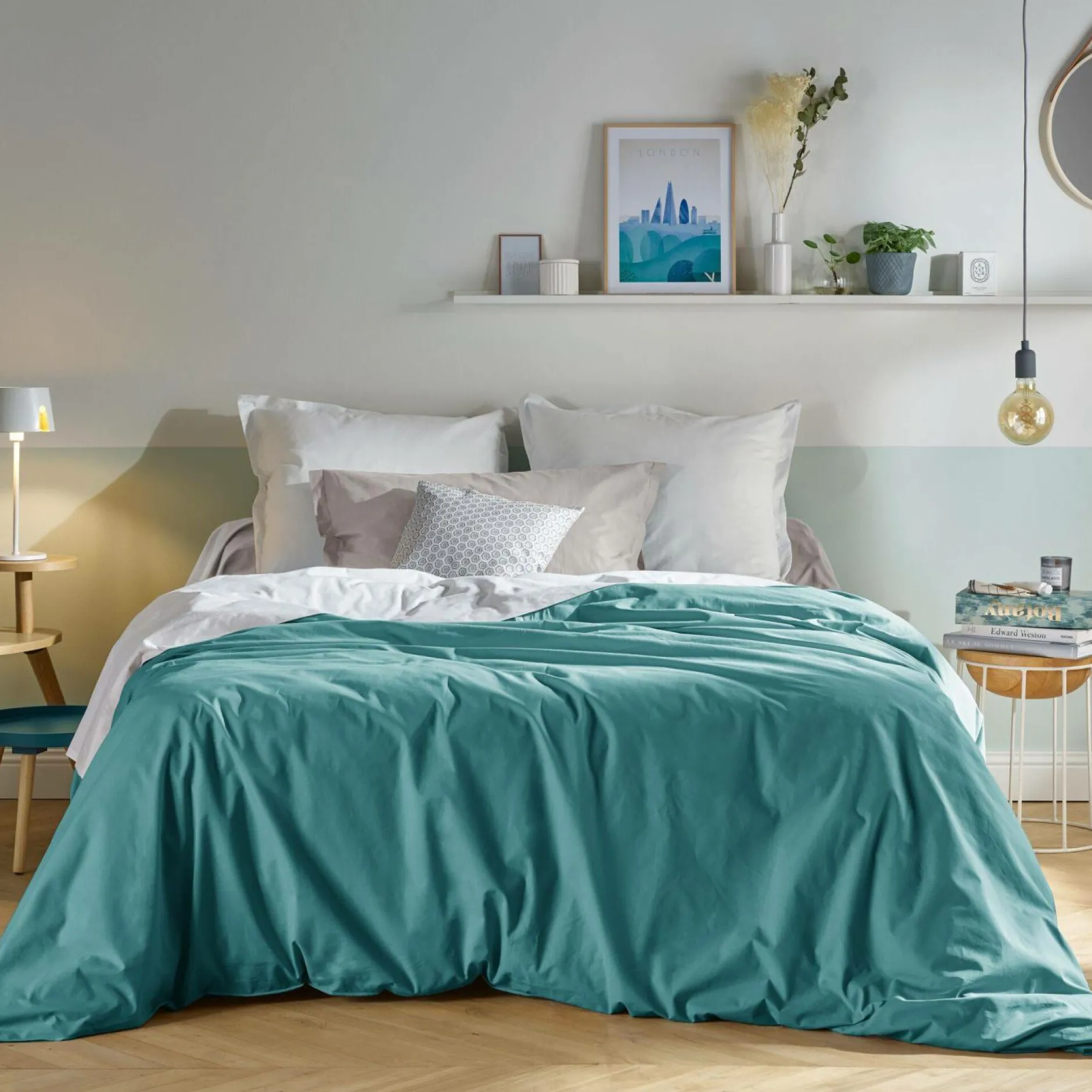 Draps Housse>Camif Lot de 2 draps housses bonnet 33 cm coton bio Fil & Sens - - 140 x 200 cm Bleu Lagon