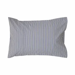 Taies D'Oreiller>Camif Lot de 2 taies d'oreiller percale Aulne - - 50 x 70 cm Rayures Bleu Nautique