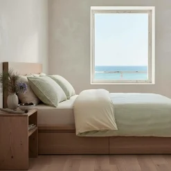 Taies D'Oreiller>Camif Lot de 2 taies d'oreiller percale Aulne - - 50 x 70 cm Rayures Vertes