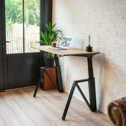 Bureaux>Camif MAKIBA Bureau électrique assis-debout ergonomique Maxime - - Largeur 160 cm Plateau Bois Clair/Pieds Noirs