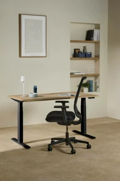 Bureaux>Camif MAKIBA Bureau électrique assis-debout ergonomique Marley - - 120 x 70 cm Plateau Bois Clair/Pieds Noirs