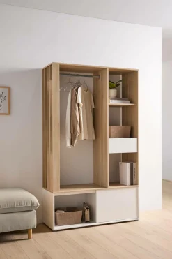 Meubles D'Entrée>Camif Meuble d'entrée blanc et décor bois Paul