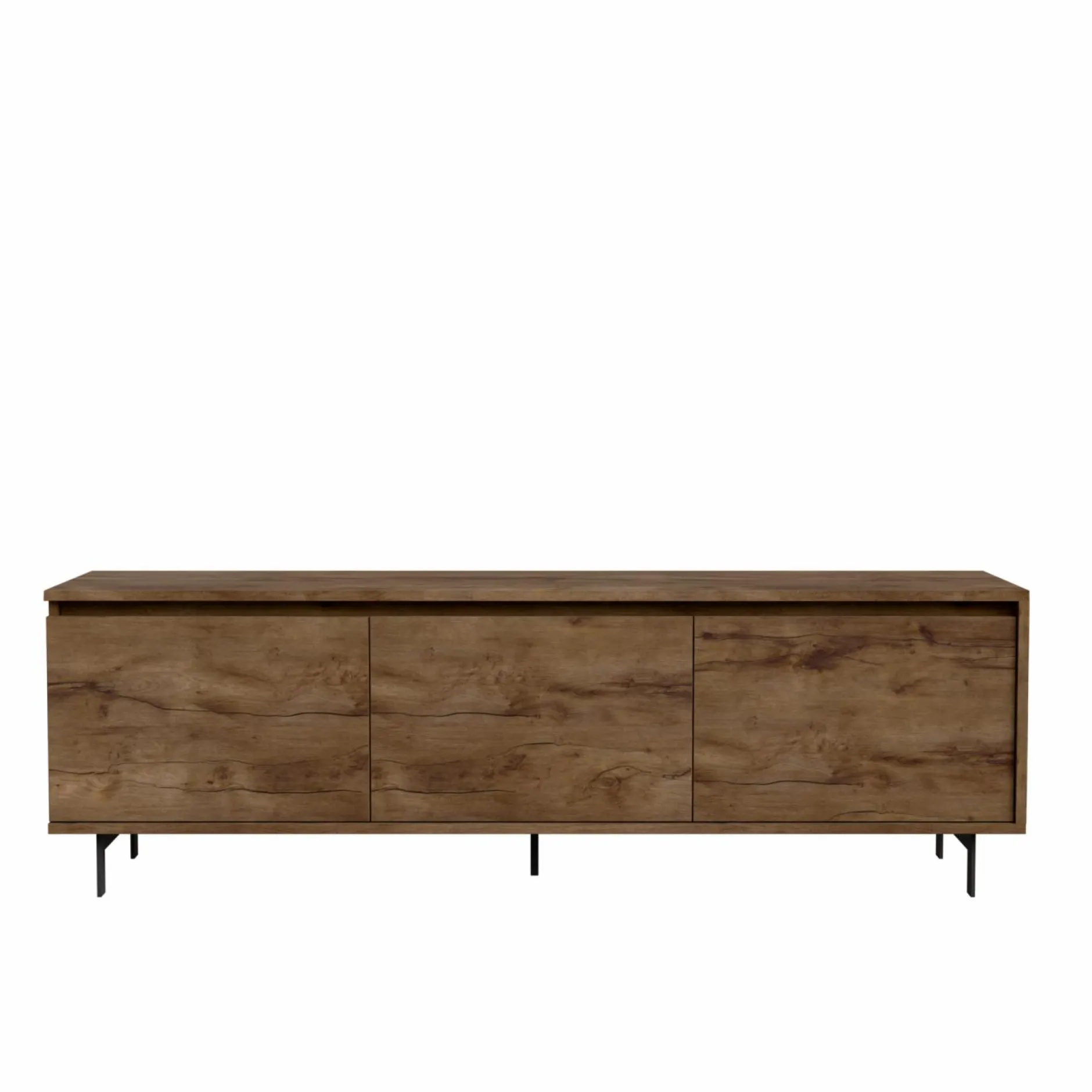 Meubles Tv>Camif Meuble TV 3 portes décor bois Gustavo - Noyer