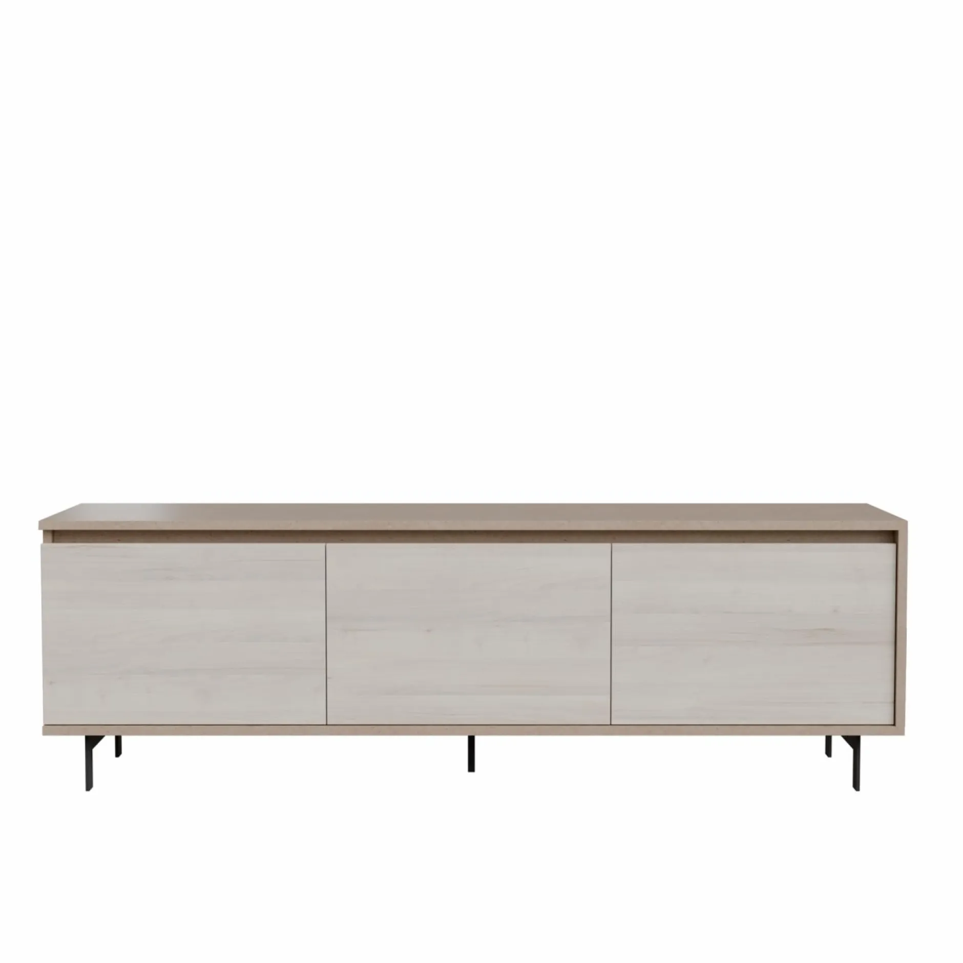 Meubles Tv>Camif Meuble TV 3 portes décor bois Gustavo - Gris minéral/Frêne