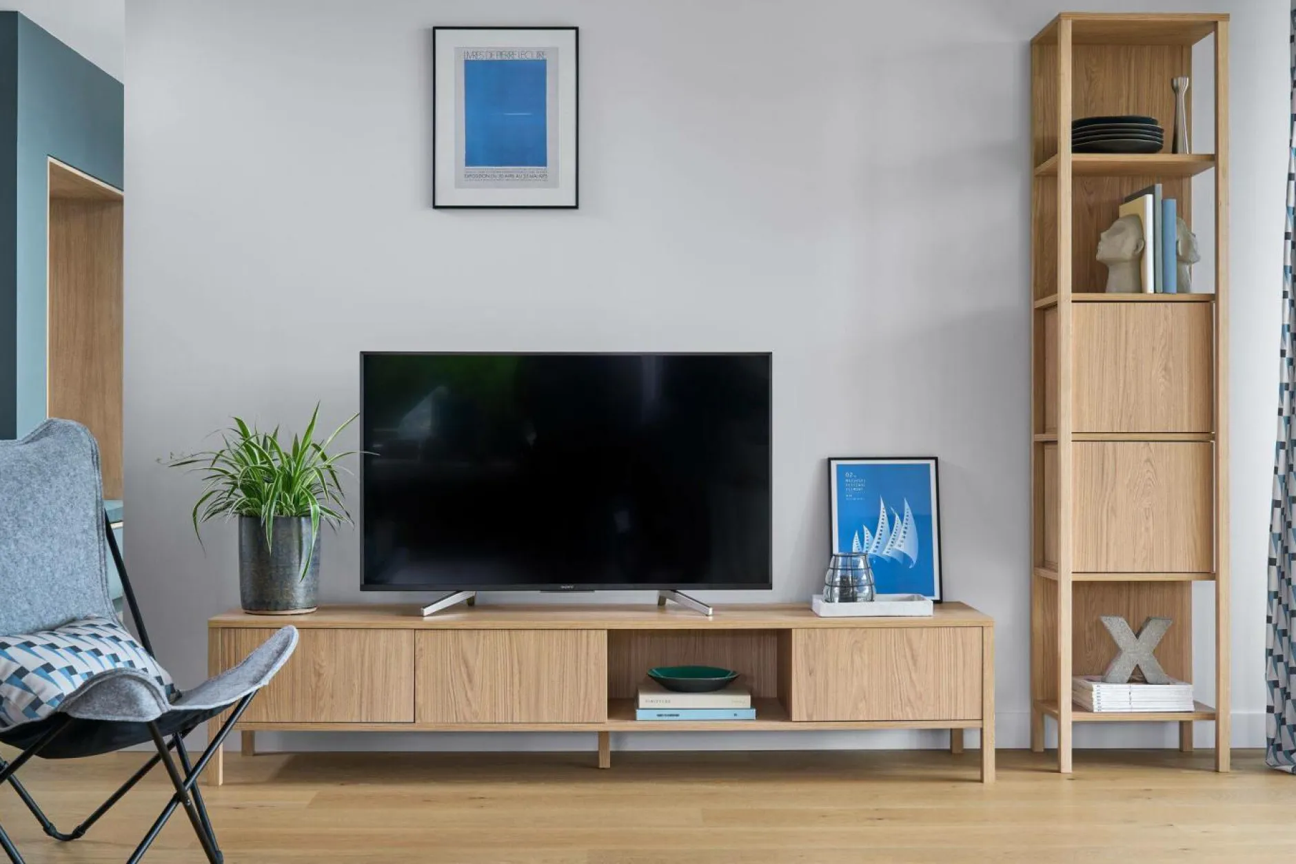 Meubles Tv>Camif Meuble TV 3 portes décor bois Simon