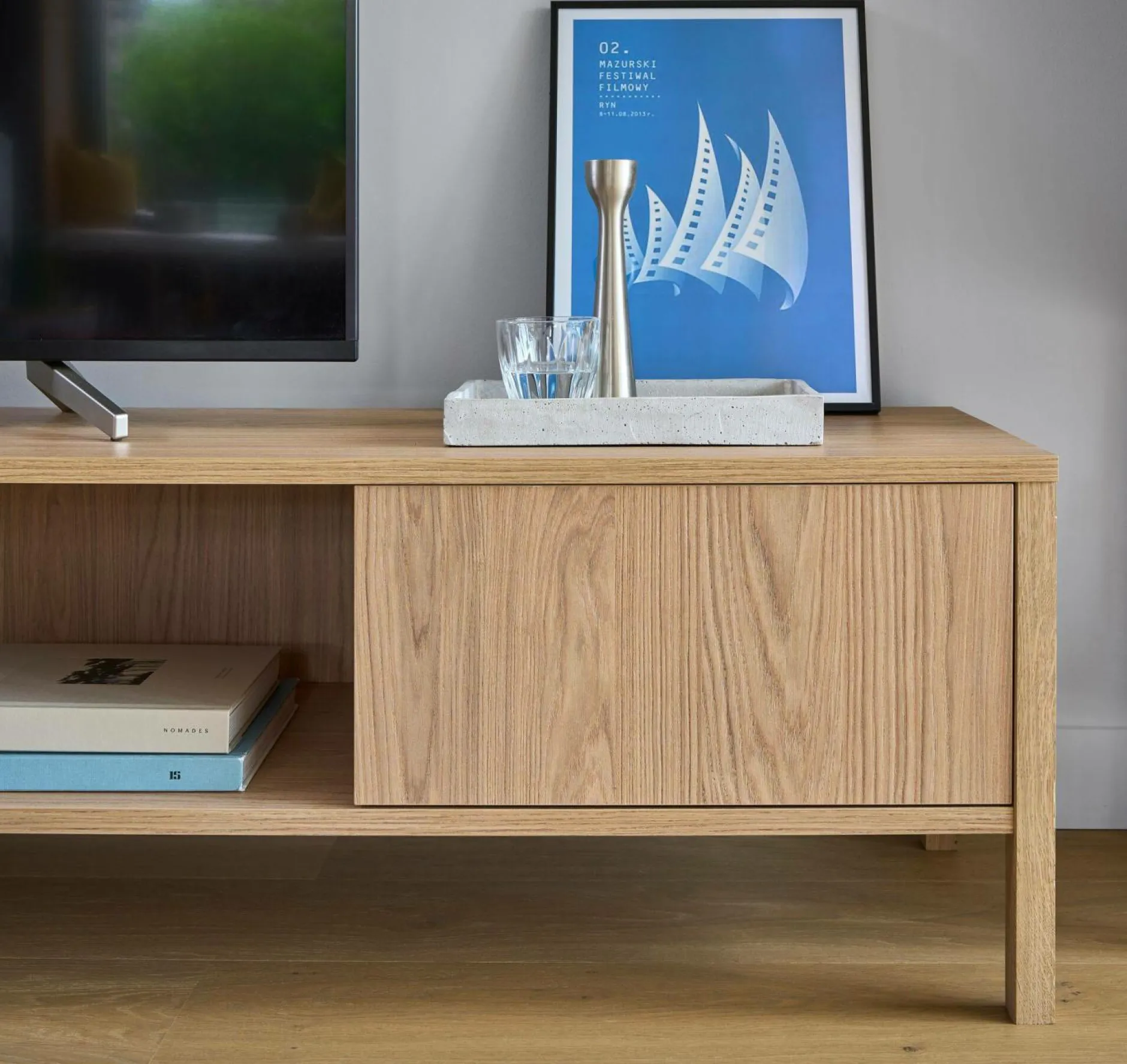 Meubles Tv>Camif Meuble TV 3 portes décor bois Simon