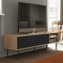 Meubles Tv>Camif Meuble TV Ampère - Chêne/Noir