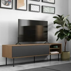 Meubles Tv>Camif Meuble TV Ampère - Noyer/Gris