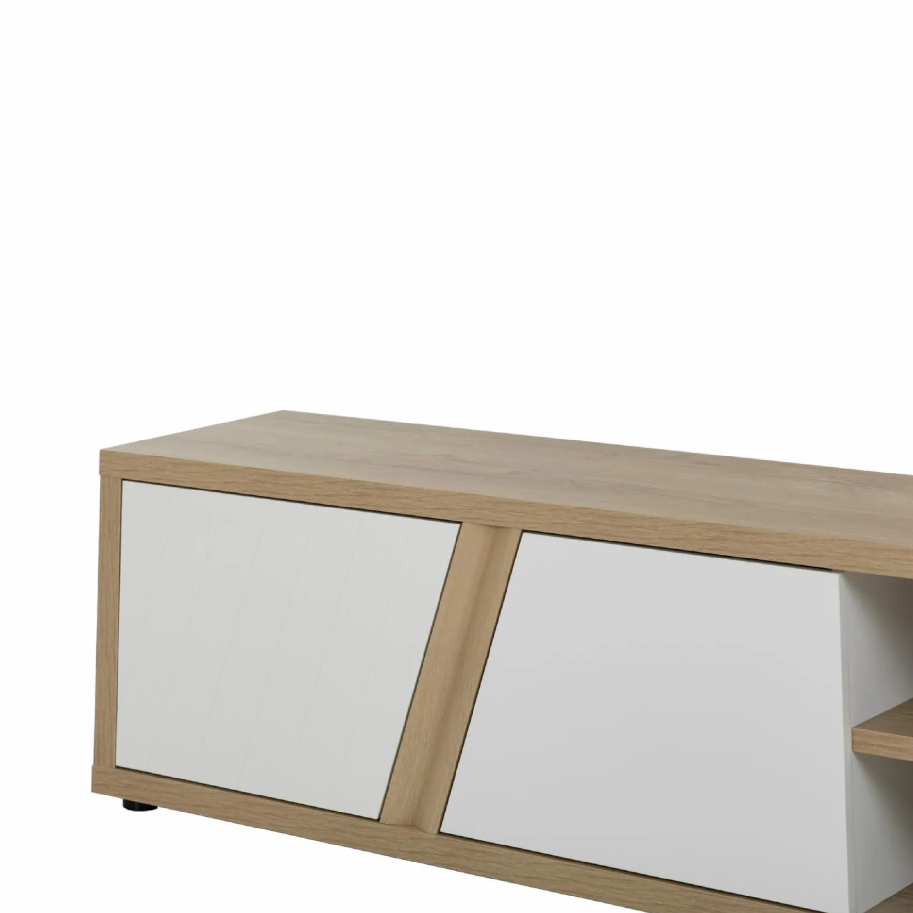 Meubles Tv>Camif Meuble TV décor bois et blanc 2 portes Gustave