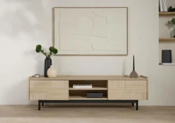 Meubles Tv>Camif Meuble TV décor bois pieds métal 2 portes Mila