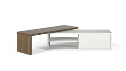 Meubles Tv>Camif Meuble TV Torre - - Placage bois véritable Blanc/Noyer