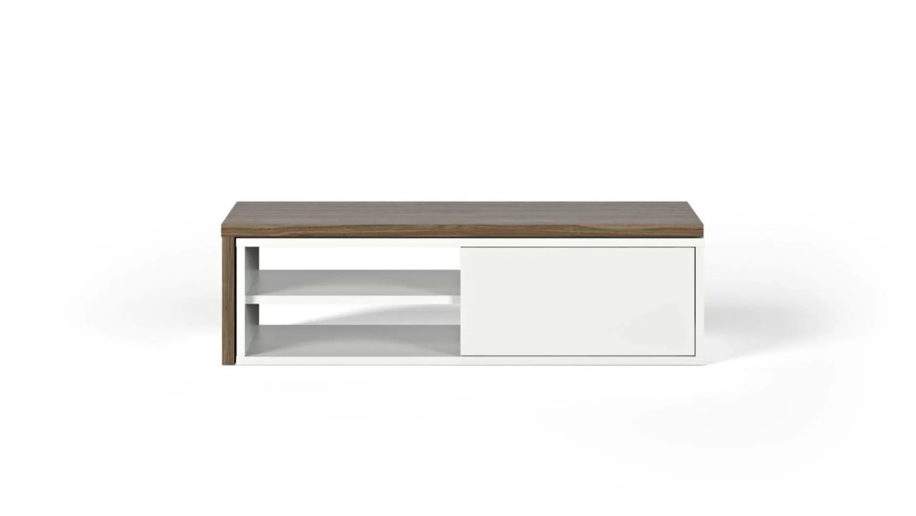Meubles Tv>Camif Meuble TV Torre - - Placage bois véritable Blanc/Noyer