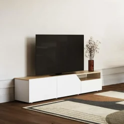 Meubles Tv>Camif Meuble TV Verone - Chêne/Blanc