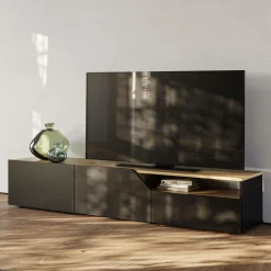 Meubles Tv>Camif Meuble TV Verone - Chêne/Noir