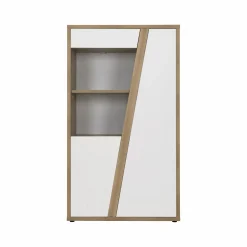 Meubles Vitrines>Camif Meuble vitrine décor bois et blanc 2 portes Gustave