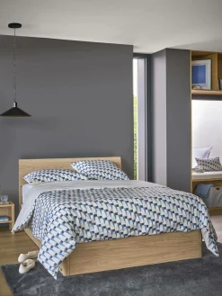 Parures De Lit|Housses De Couette>Camif Parure de lit coton bio Nautique Urbain - - 240 x 220 cm Bleu Gris