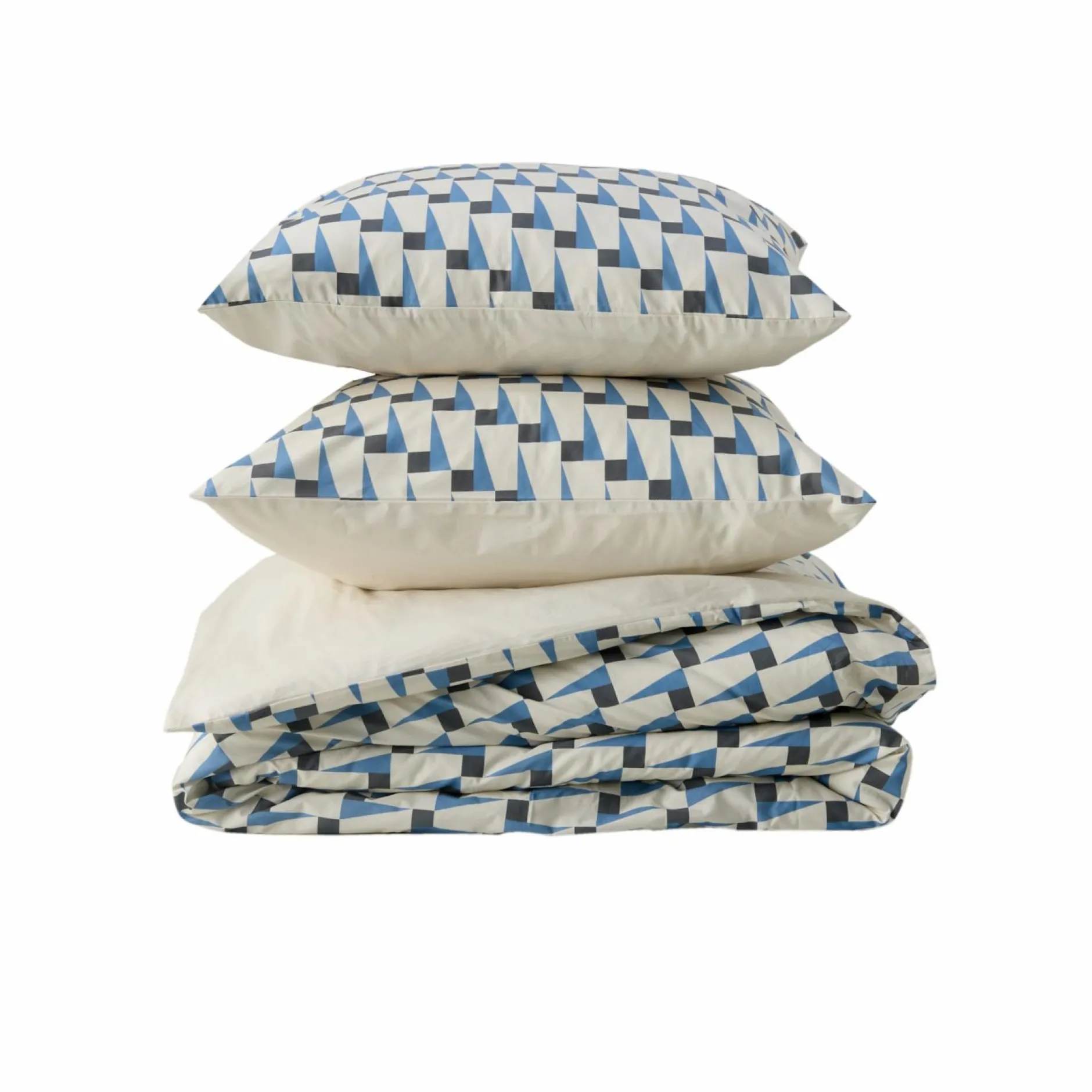 Parures De Lit|Housses De Couette>Camif Parure de lit coton bio Nautique Urbain - - 240 x 220 cm Bleu Gris