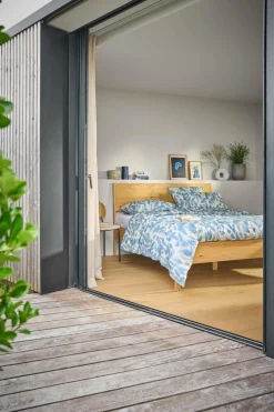 Housses De Couette|Parures De Lit>Camif Parure de lit coton lin Plantain - - 240 x 220 cm Ecru/Bleu gris