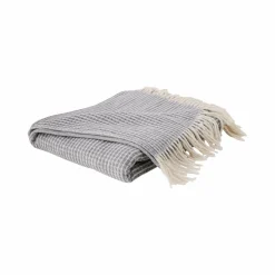 Plaids|Plaids>Camif Plaid nid d'abeille coton polyester recyclé Pazenn - - 130 x160 cm Gris