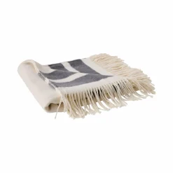 Plaids|Plaids>Camif Plaid rayures coton polyester Paxton - - 130 x160 cm Ecru/Gris