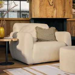 Repose-Pieds>Camif Pouf bouclette 40 cm Ome - Lin