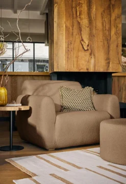 Repose-Pieds>Camif Pouf bouclette carré Ome - Beige