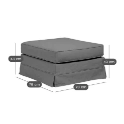 Repose-Pieds>Camif Pouf carré tissu déhoussable Naxos - Carmin