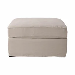 Repose-Pieds>Camif Pouf coton/lin déhoussable Margot - Beige/Beige
