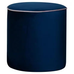 Repose-Pieds>Camif Pouf rond velours Léo - Bleu