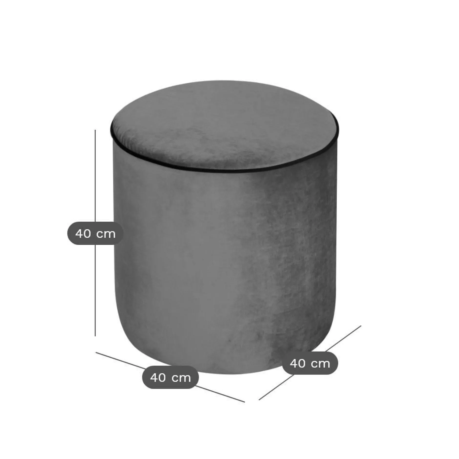 Repose-Pieds>Camif Pouf rond velours Léo - Bleu