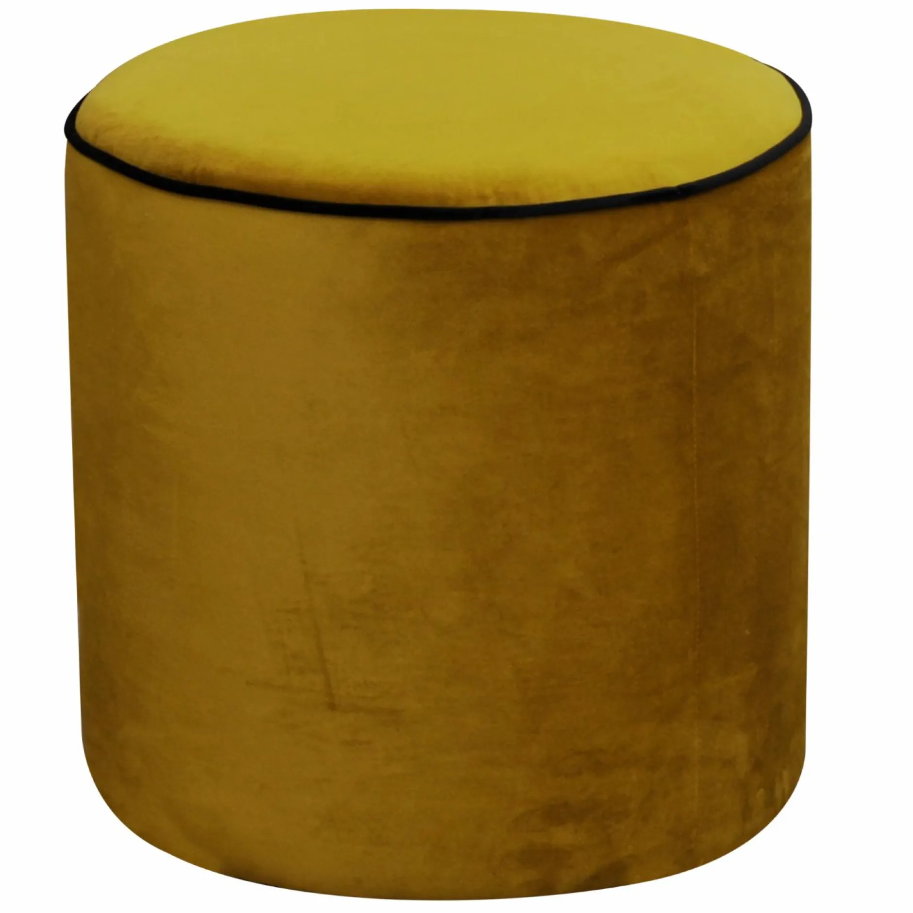 Repose-Pieds>Camif Pouf rond velours Léo - Jaune Mordoré