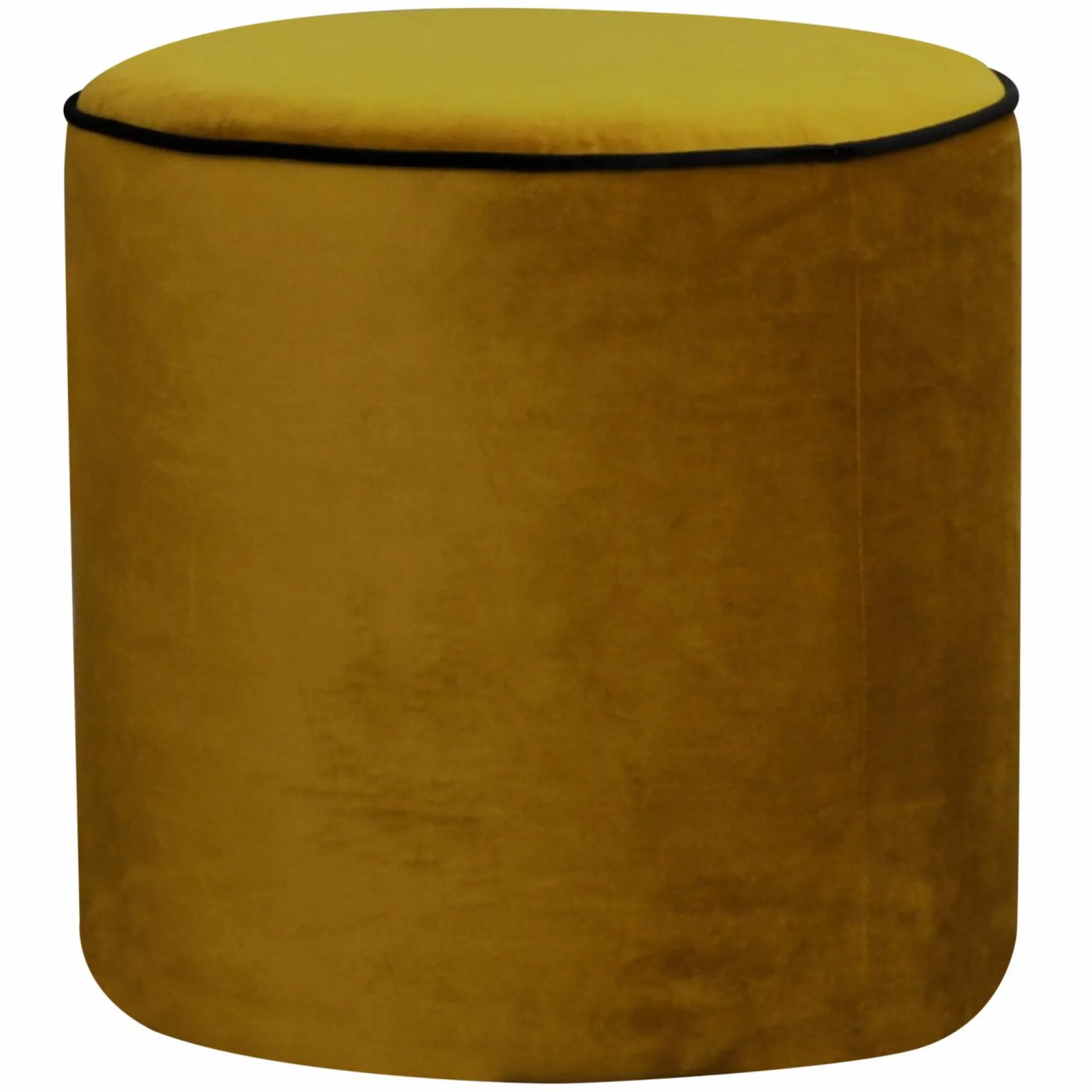 Repose-Pieds>Camif Pouf rond velours Léo - Jaune Mordoré