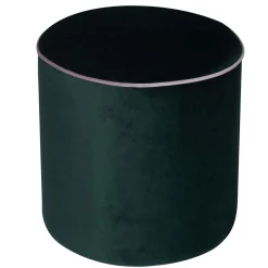Repose-Pieds>Camif Pouf rond velours Léo - Vert Forêt