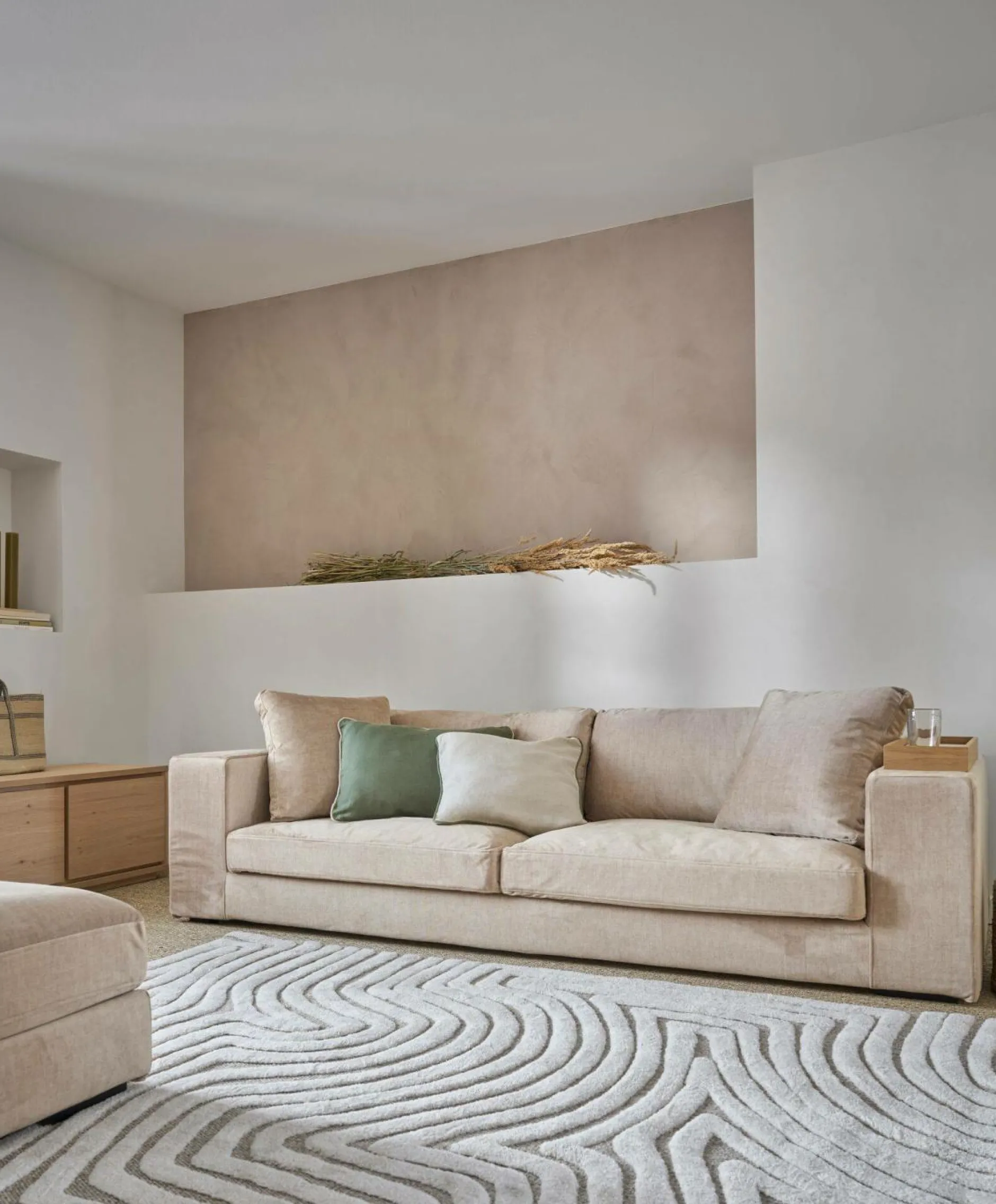 Repose-Pieds>Camif Pouf velours Maé - Beige