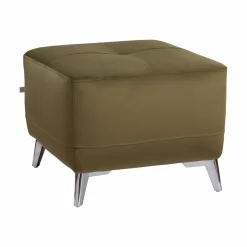 Repose-Pieds>Camif Repose pieds velours Cheverny - Vert Kaki