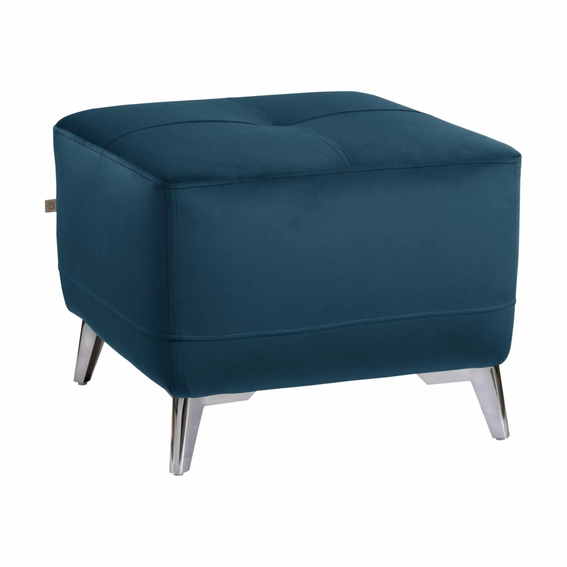 Repose-Pieds>Camif Repose pieds velours Cheverny - Bleu Canard