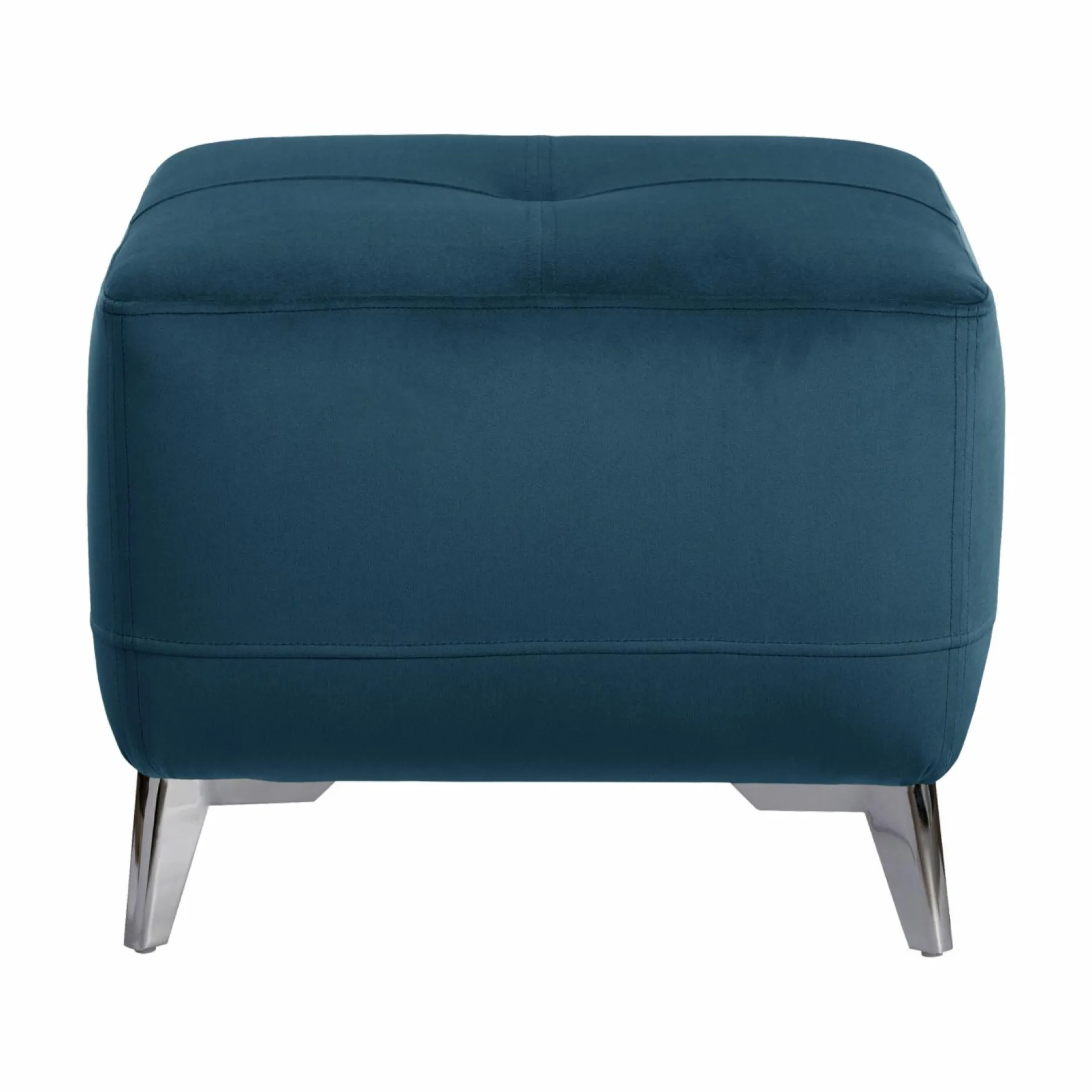 Repose-Pieds>Camif Repose pieds velours Cheverny - Bleu Canard
